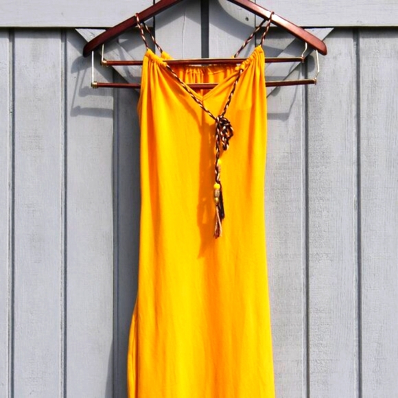 Beautiful Handmade Yellow Maxi Dress โ One Size โ Braided Strap Detail - Picture 3 of 8